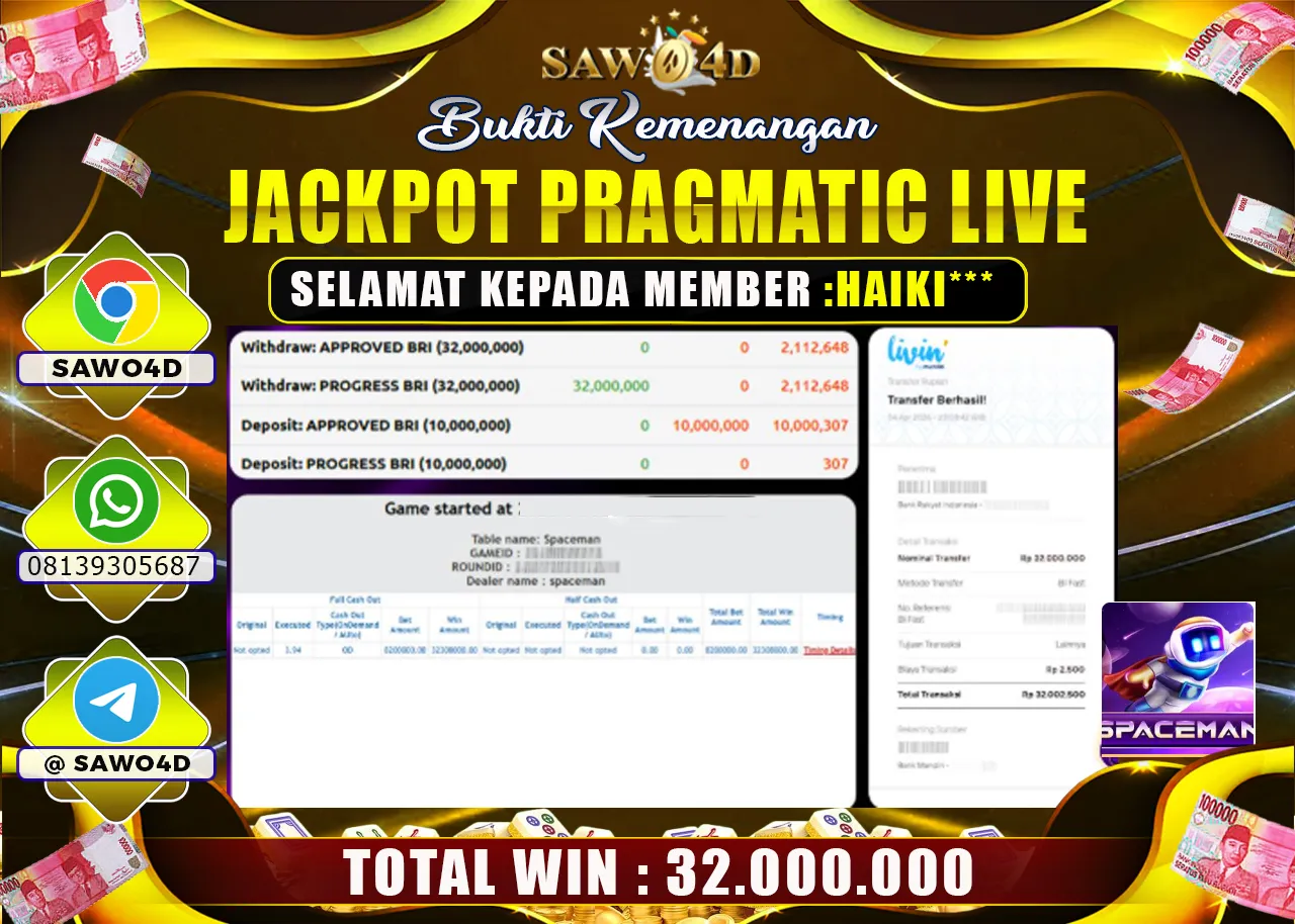 SAWO4D JACKPOT PRAGMATIC LIVE SPACEMEN RP 32.000.000 -LUNAS