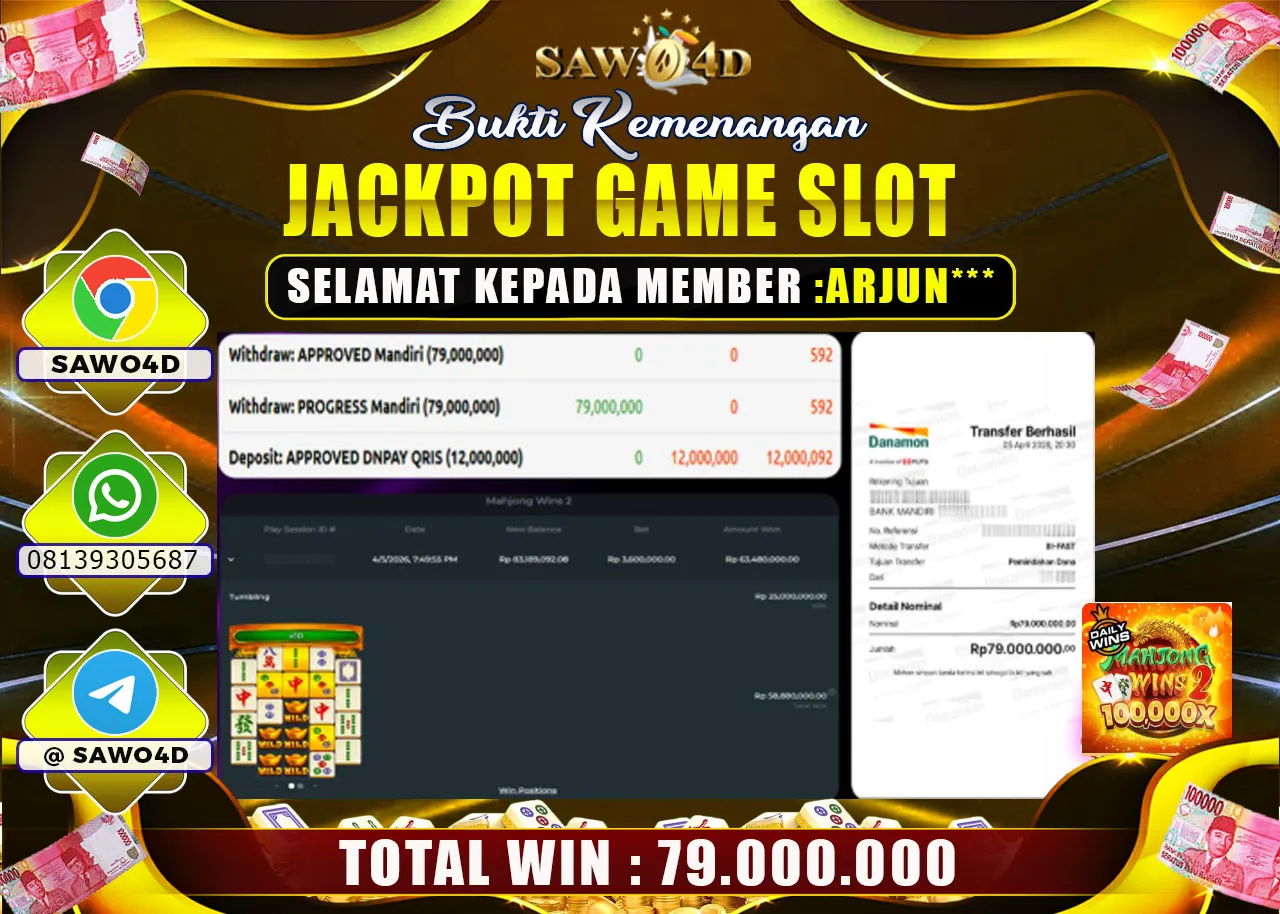 SAWO4D JACKPOT MAHJONG WINS  2 RP 79.000.000 -LUNAS