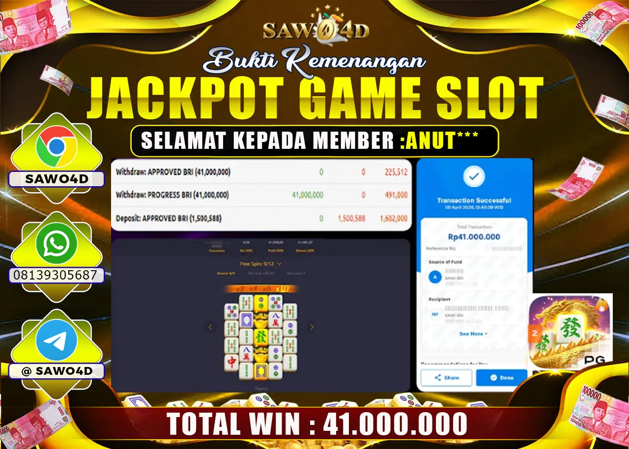 SAWO4D JACKPOT MAHJONG WAYS 2 41.000.000 -LUNAS