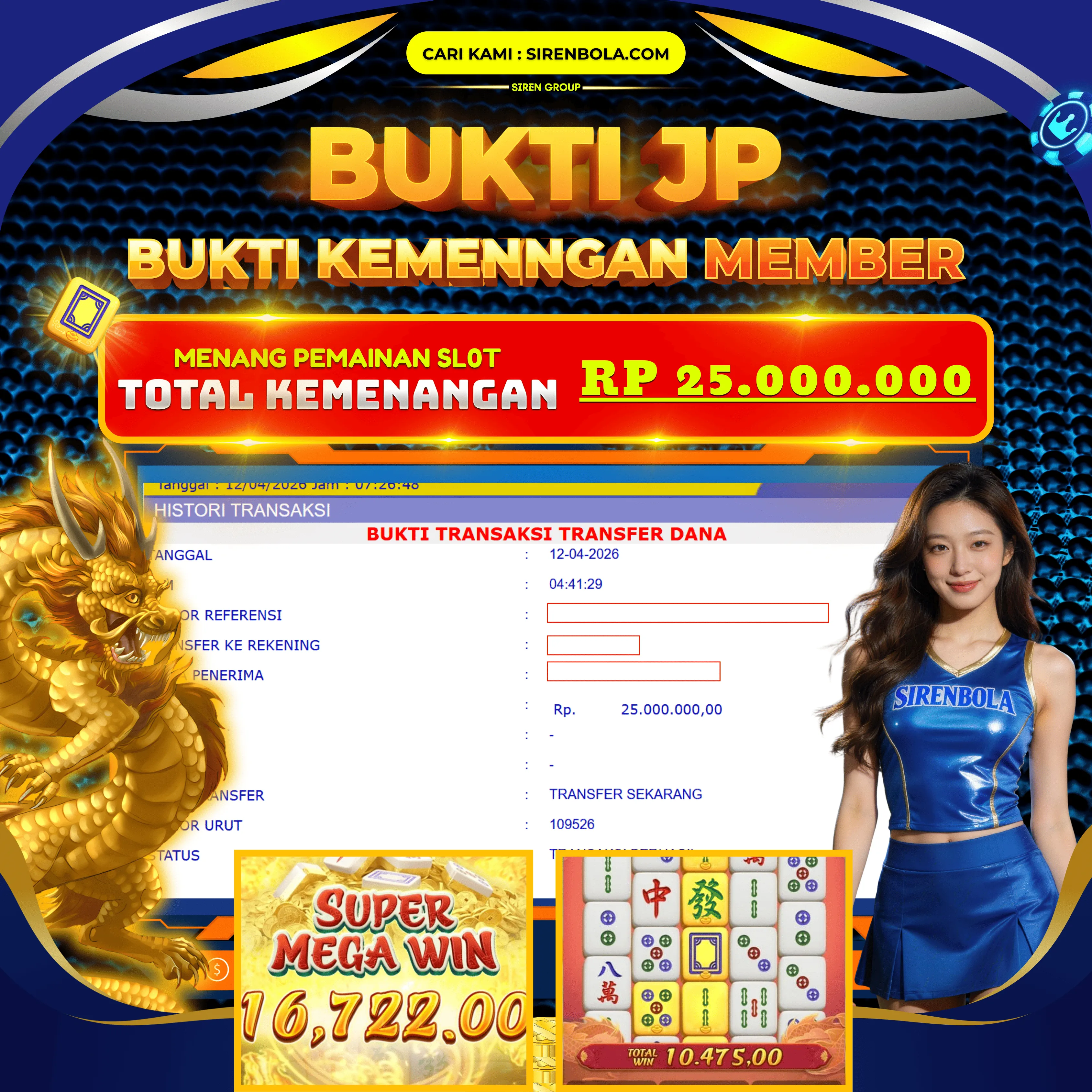 BUKTI JACKPOT 25 JT  MAHJONG WAYS 2 ( 12 APRIL 2026 ) LUNAS...