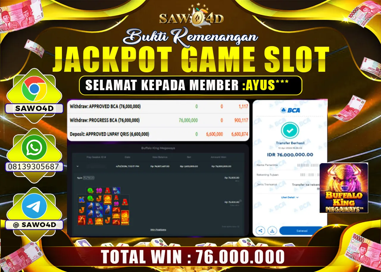 SAWO4D JACKPOT BUFFALO KING MEGA WAYS RP 50.000.000 -LUNAS