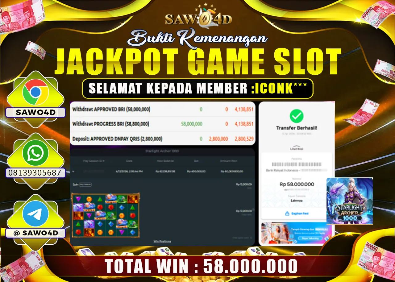 SAWO4D JACKPOT STARLIGHAT ARCHER 1000 RP 58.000.000 -LUNAS