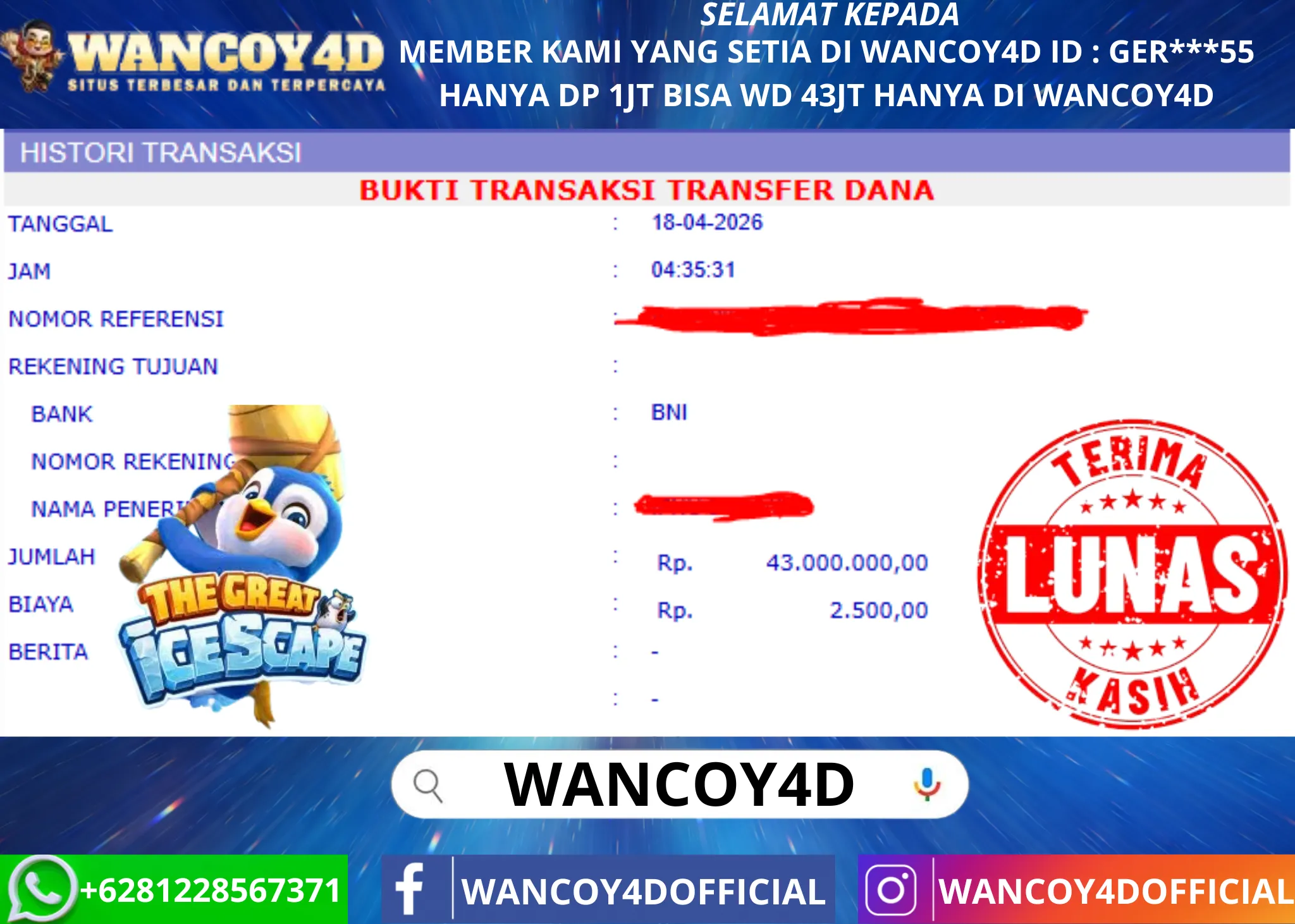 WANCOY4D THE GREAT ICESCAPE PG SOFT RP.43.000.000 -LUNAS