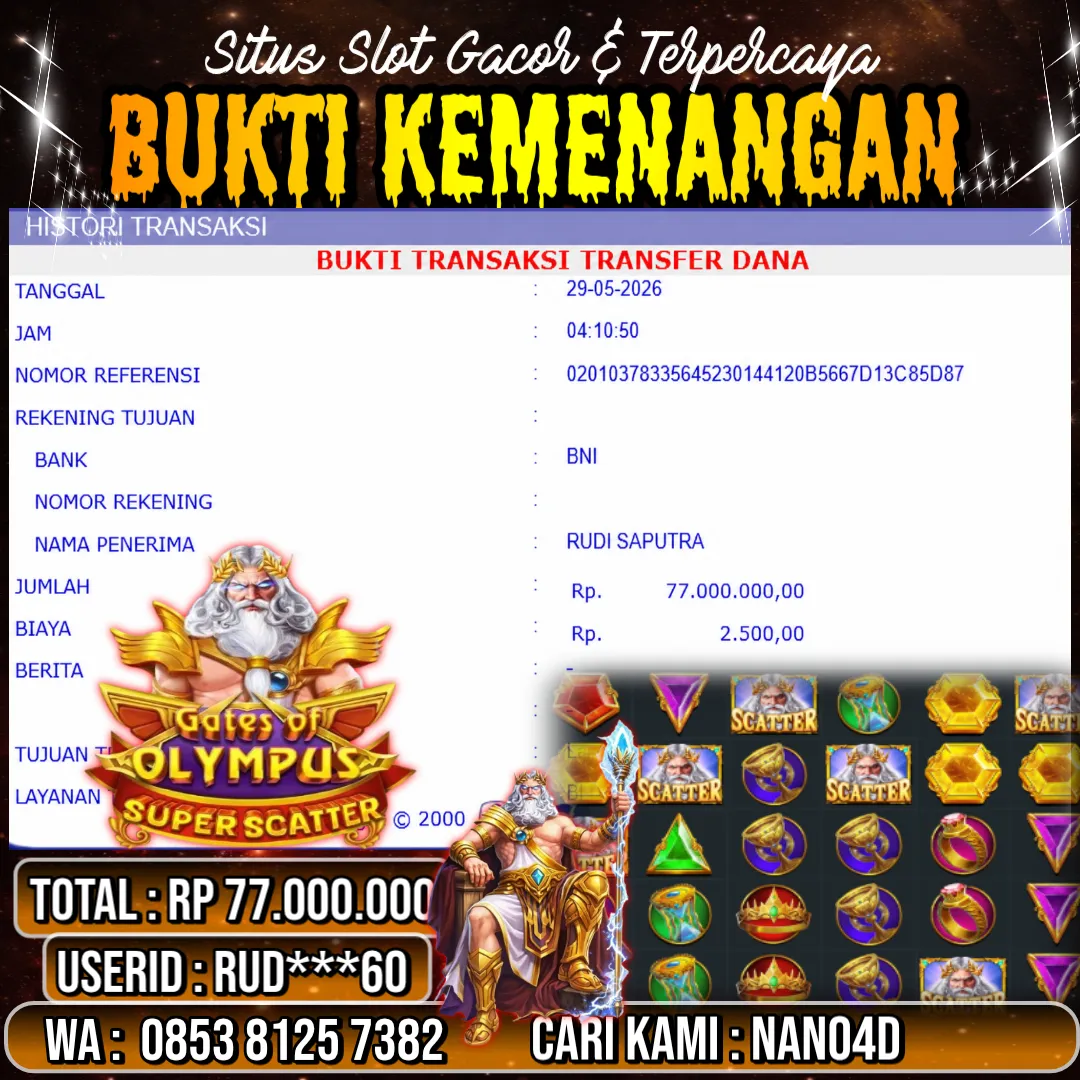 Bukti Jackpot & Pembayaran Nano4d Bandar Togel & Slot ! 262