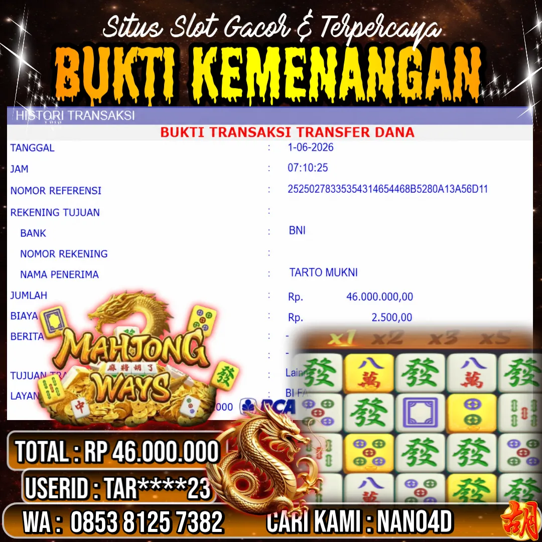 Bukti Jackpot & Pembayaran Nano4d Bandar Togel & Slot ! 265