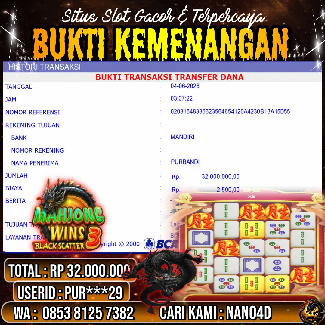 Bukti Jackpot & Pembayaran Nano4d Bandar Togel & Slot ! 268