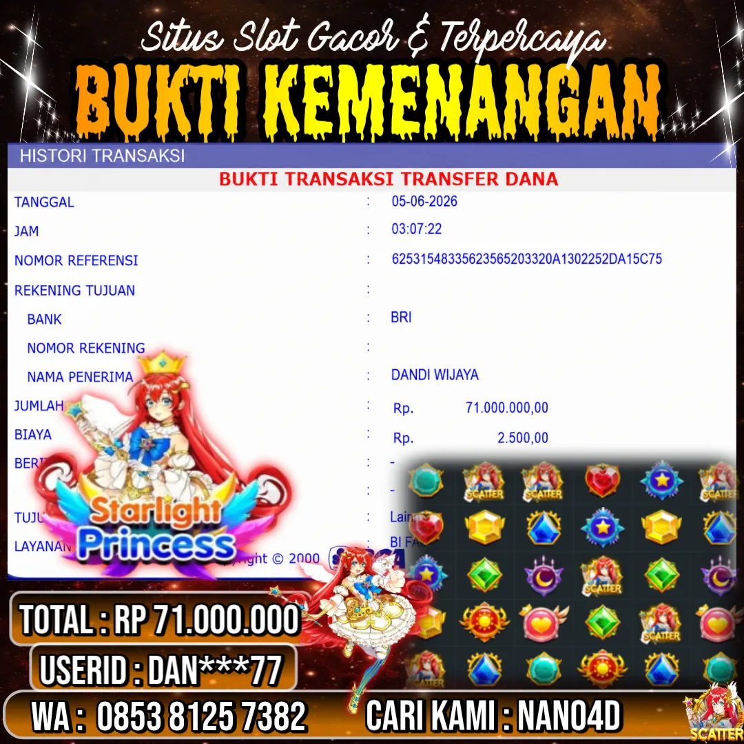Bukti Jackpot & Pembayaran Nano4d Bandar Togel & Slot ! 269
