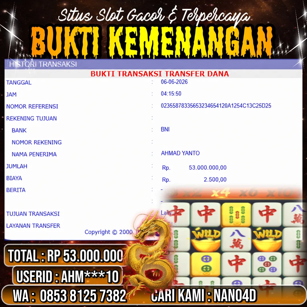 Bukti Jackpot & Pembayaran Nano4d Bandar Togel & Slot ! 270