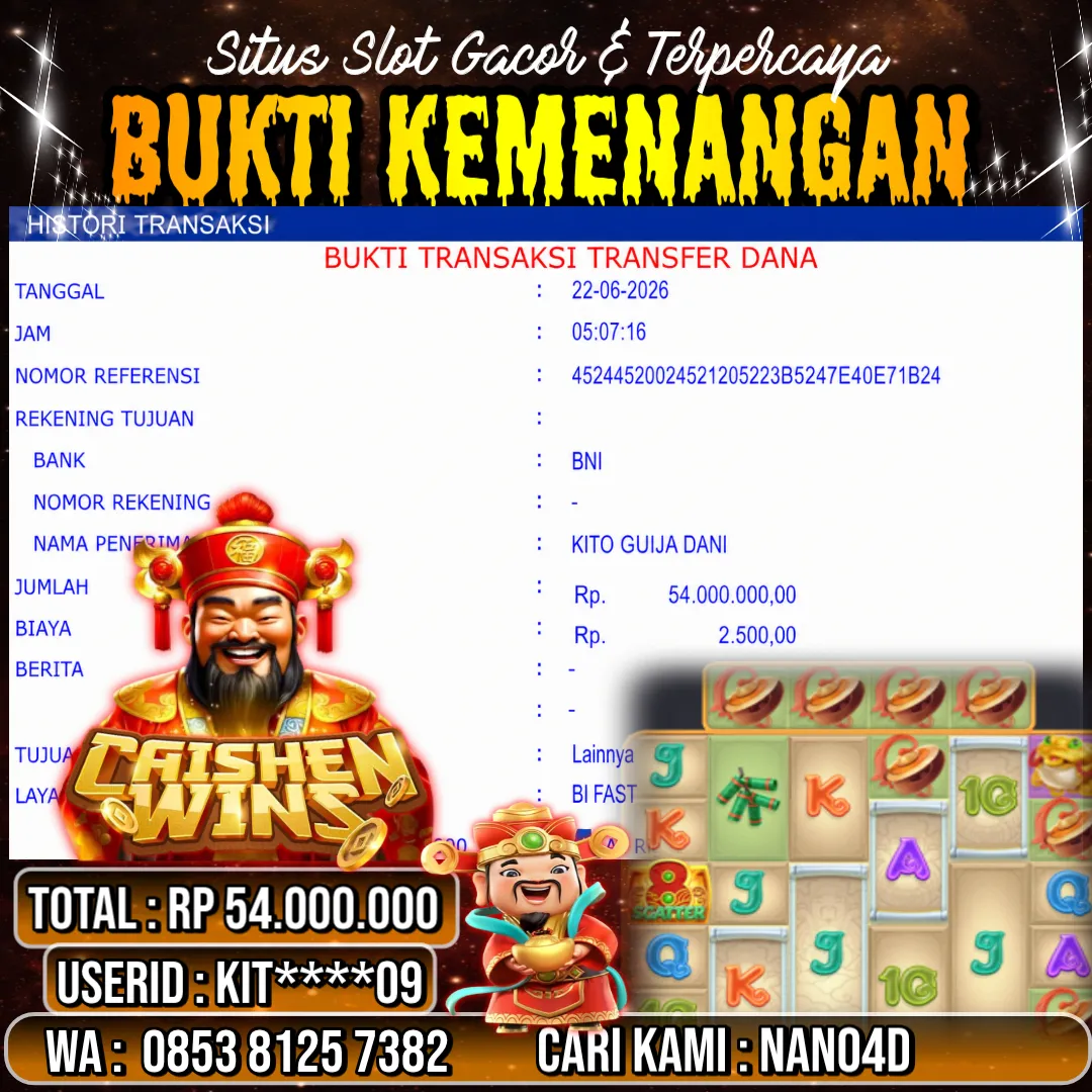 Bukti Jackpot & Pembayaran Nano4d Bandar Togel & Slot ! 286
