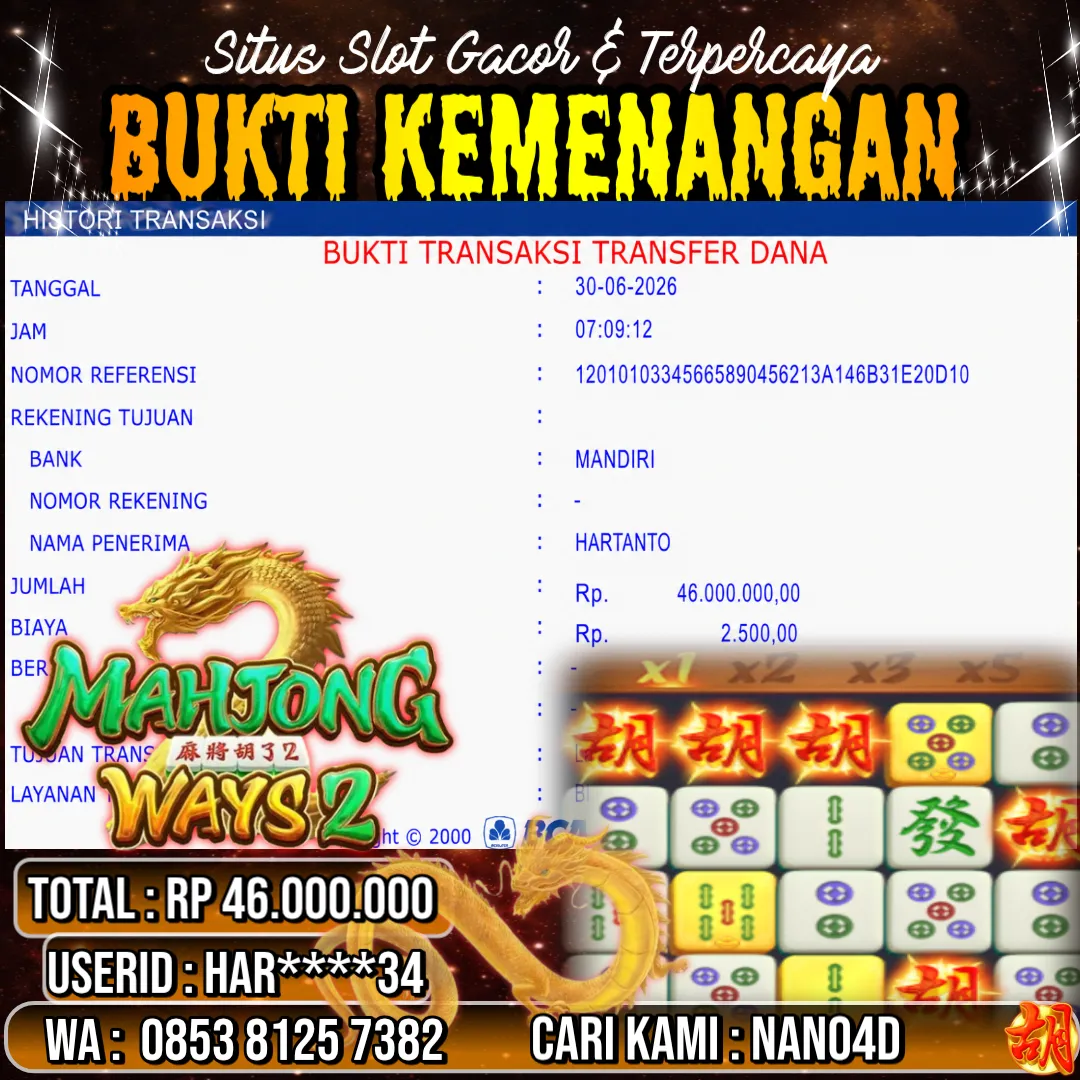 Bukti Jackpot & Pembayaran Nano4d Bandar Togel & Slot ! 294