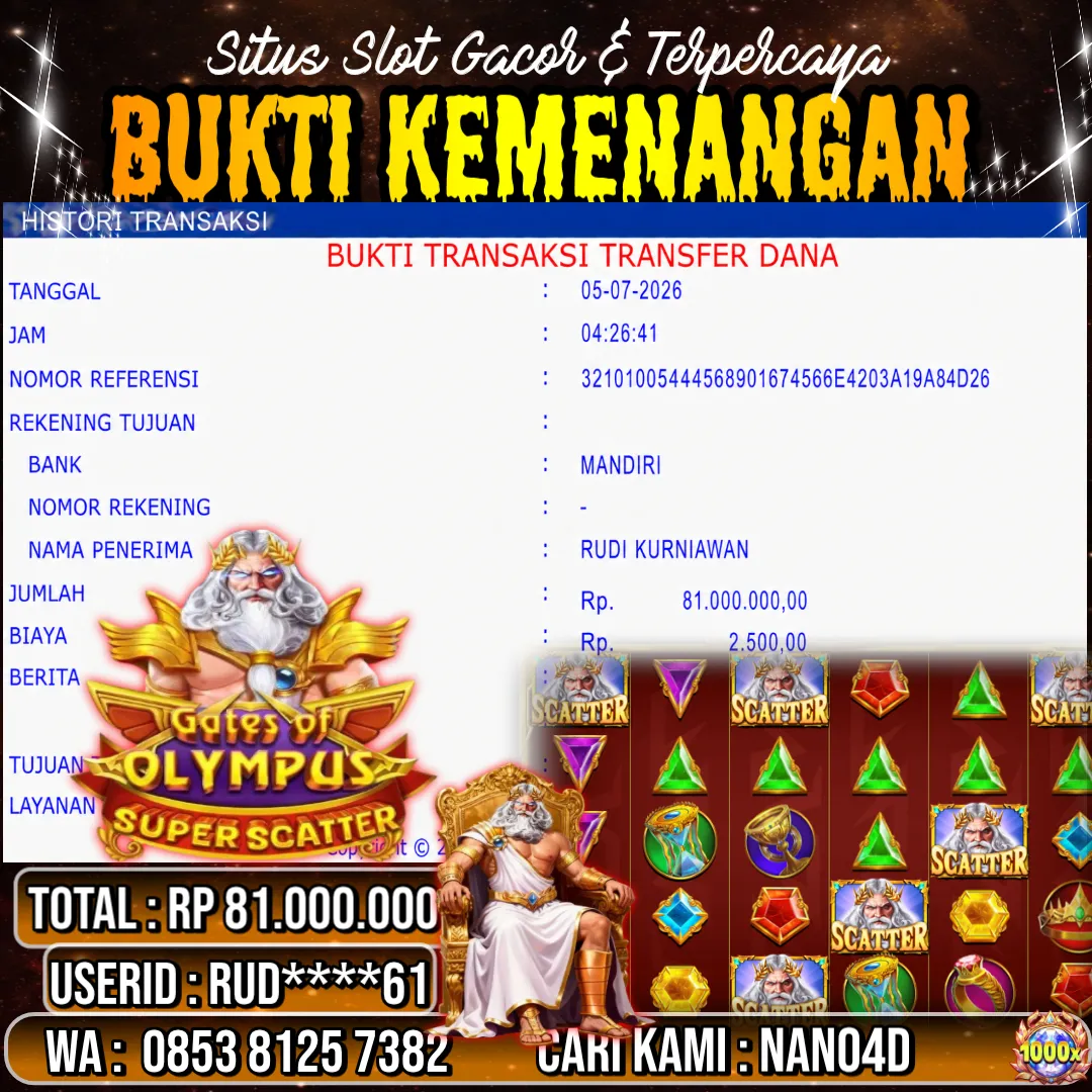 Bukti Jackpot & Pembayaran Nano4d Bandar Togel & Slot ! 299