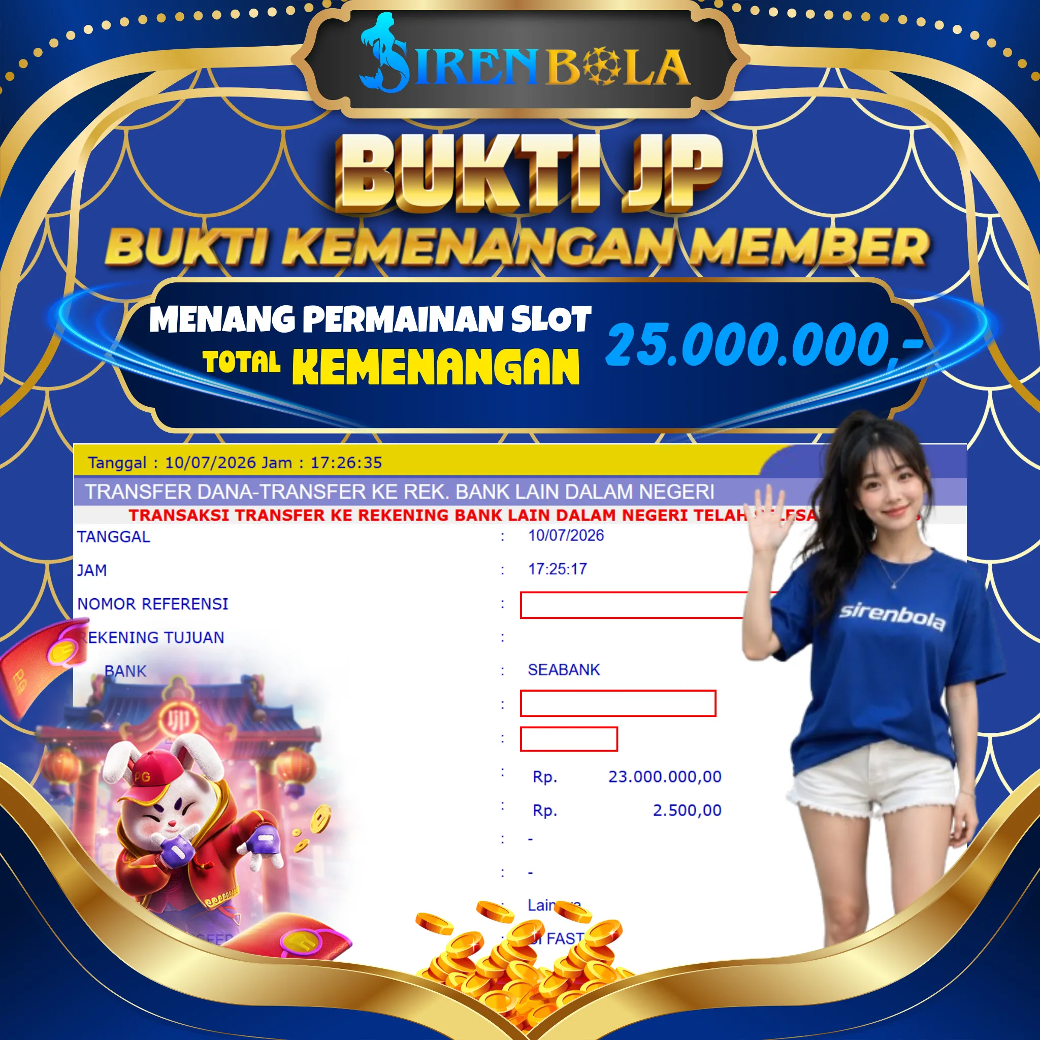 BUKTI JACKPOT 23 JT  fortune rabbit ( 10 JULY 2026 ) LUNAS...