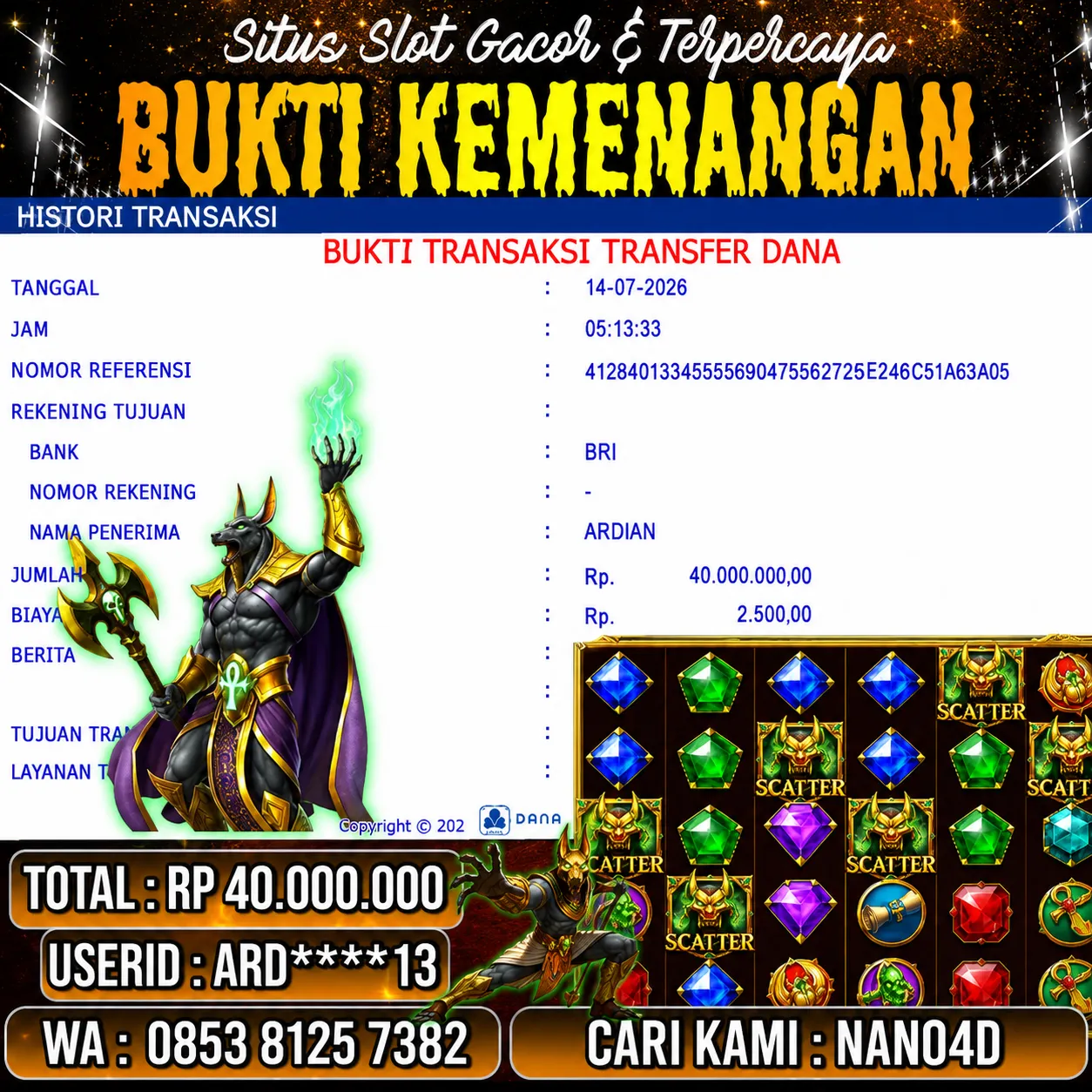 Bukti Jackpot & Pembayaran Nano4d Bandar Togel & Slot ! 308