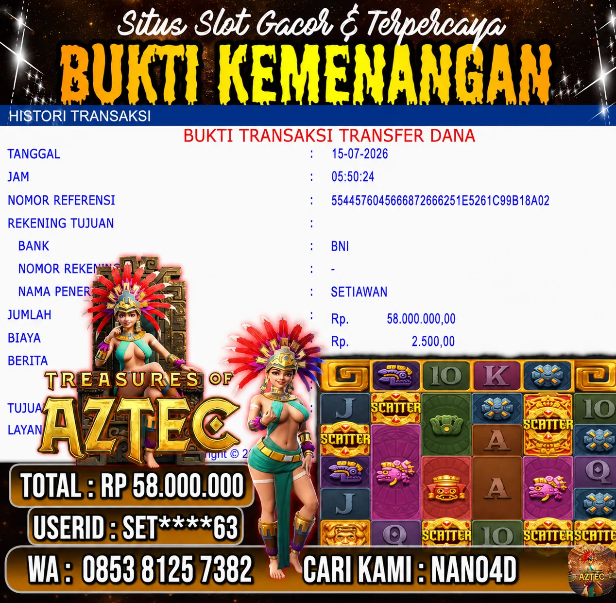 Bukti Jackpot & Pembayaran Nano4d Bandar Togel & Slot ! 309