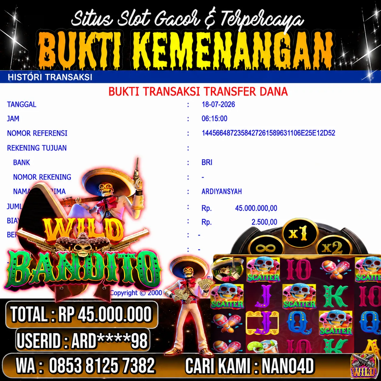Bukti Jackpot & Pembayaran Nano4d Bandar Togel & Slot ! 312