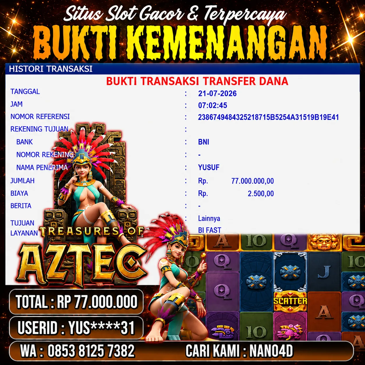Bukti Jackpot & Pembayaran Nano4d Bandar Togel & Slot ! 315