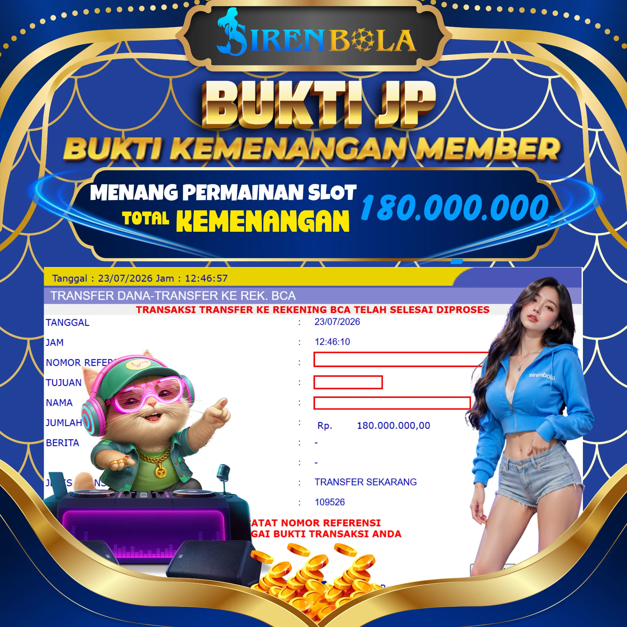 BUKTI JACKPOT 180 JT dj neko ( 23 JULY 2026 ) LUNAS...