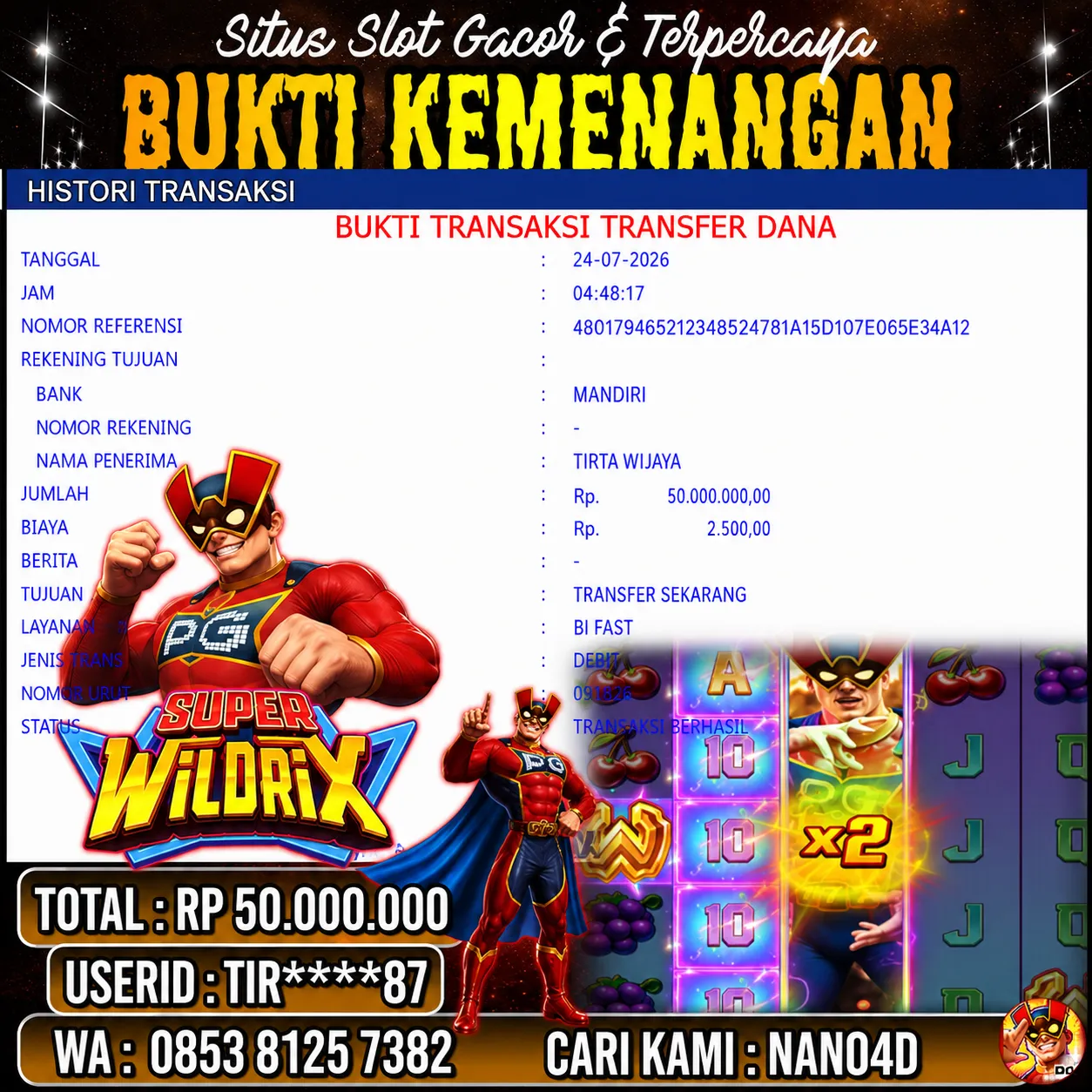 Bukti Jackpot & Pembayaran Nano4d Bandar Togel & Slot ! 318