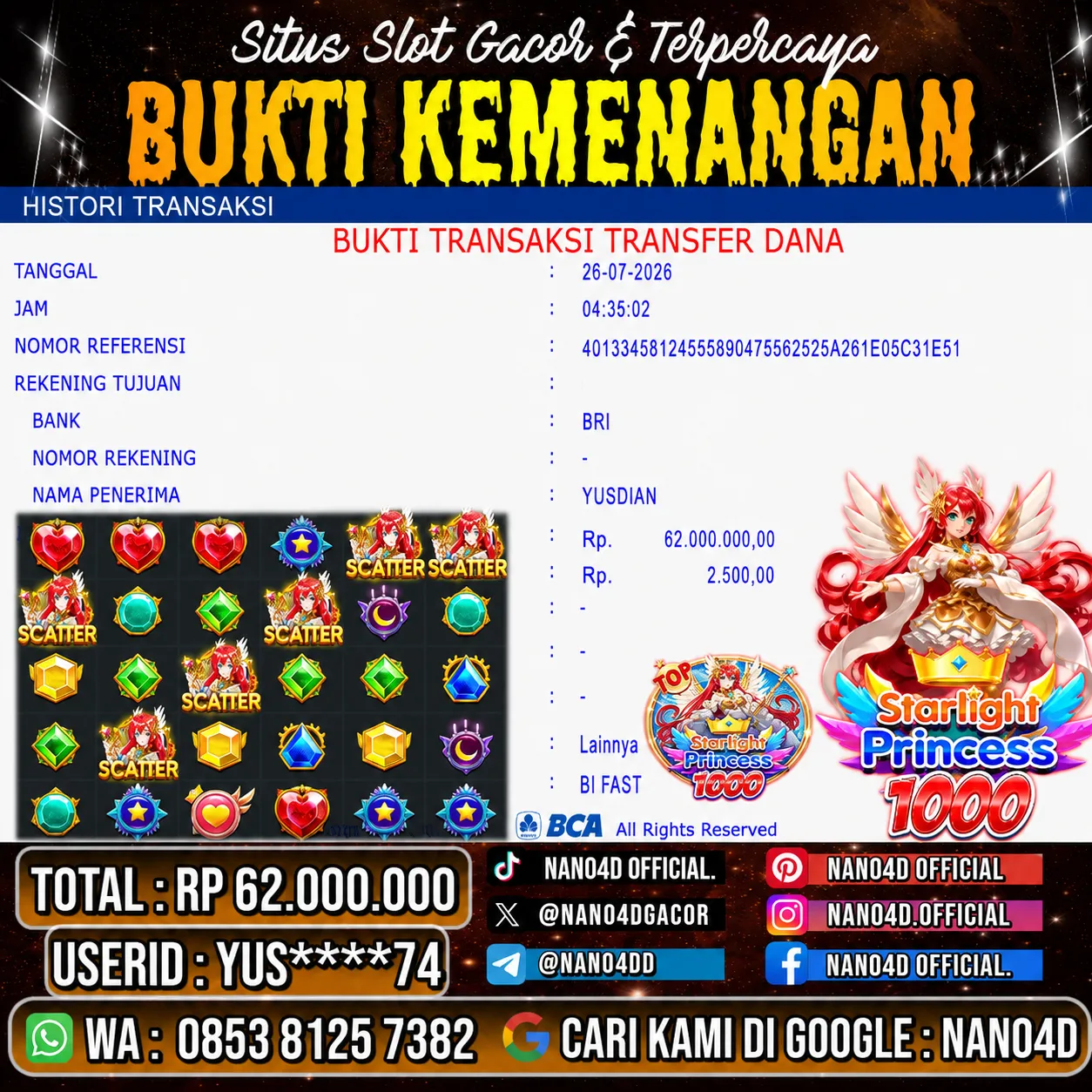 Bukti Jackpot & Pembayaran Nano4d Bandar Togel & Slot ! 320