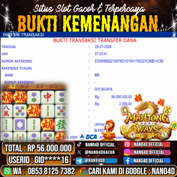 Bukti Jackpot & Pembayaran Nano4d Bandar Togel & Slot ! 323