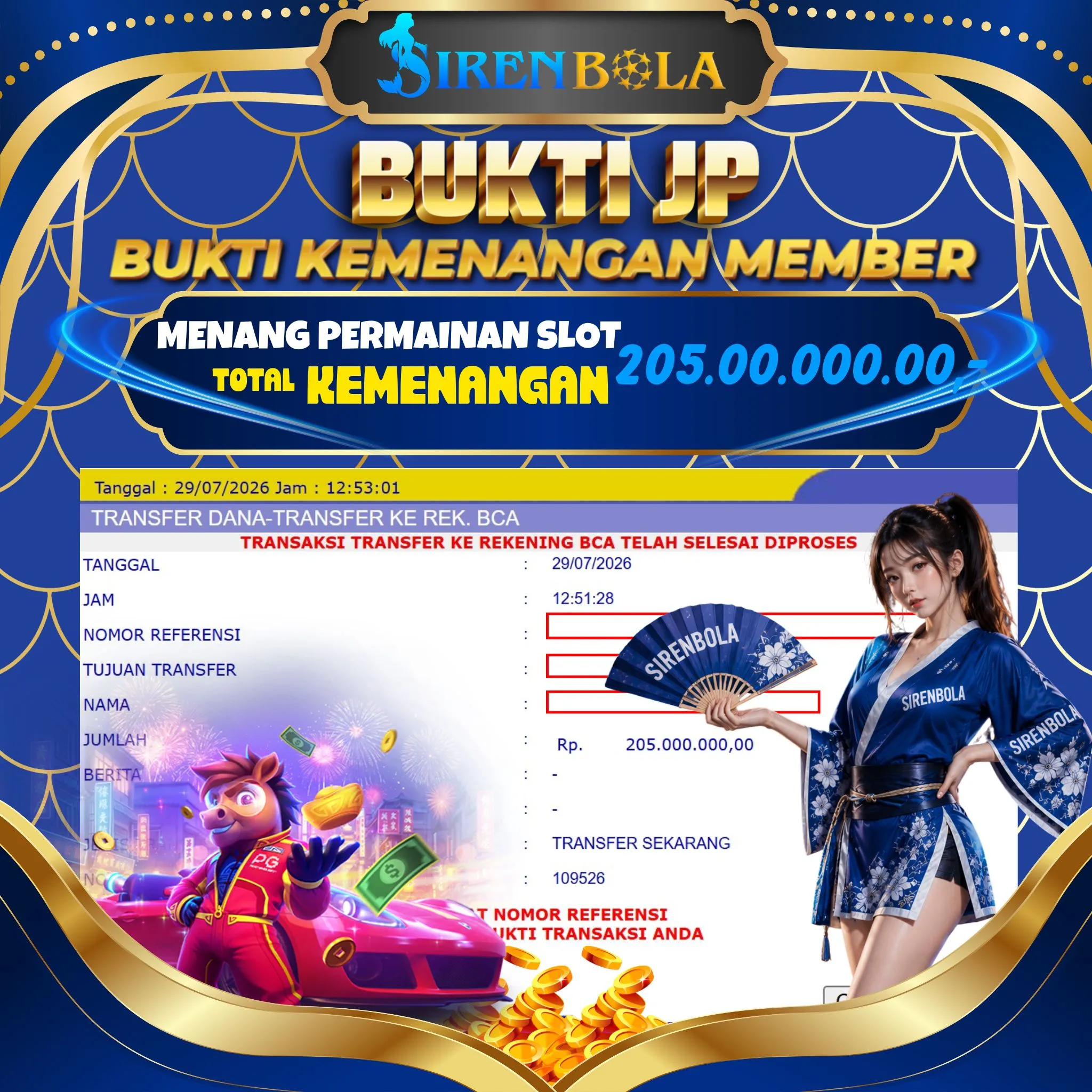 BUKTI JACKPOT 205 JT FORTUNE HORSE ( 29 JULY 2026 ) LUNAS...