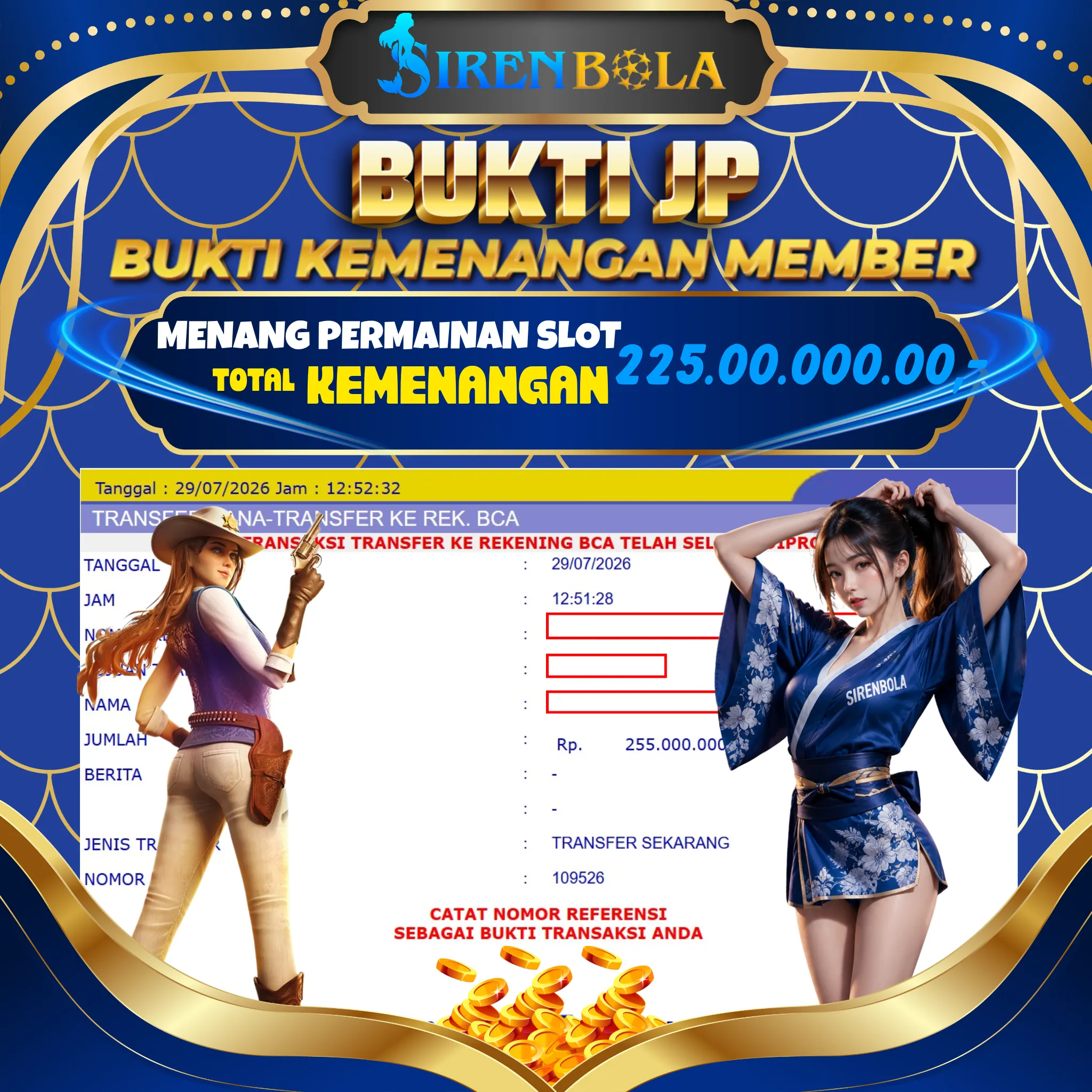 BUKTI JACKPOT 225 JT WILD BOUNTY SHOWDOWN ( 29 JULY 2026 ) LUNAS...