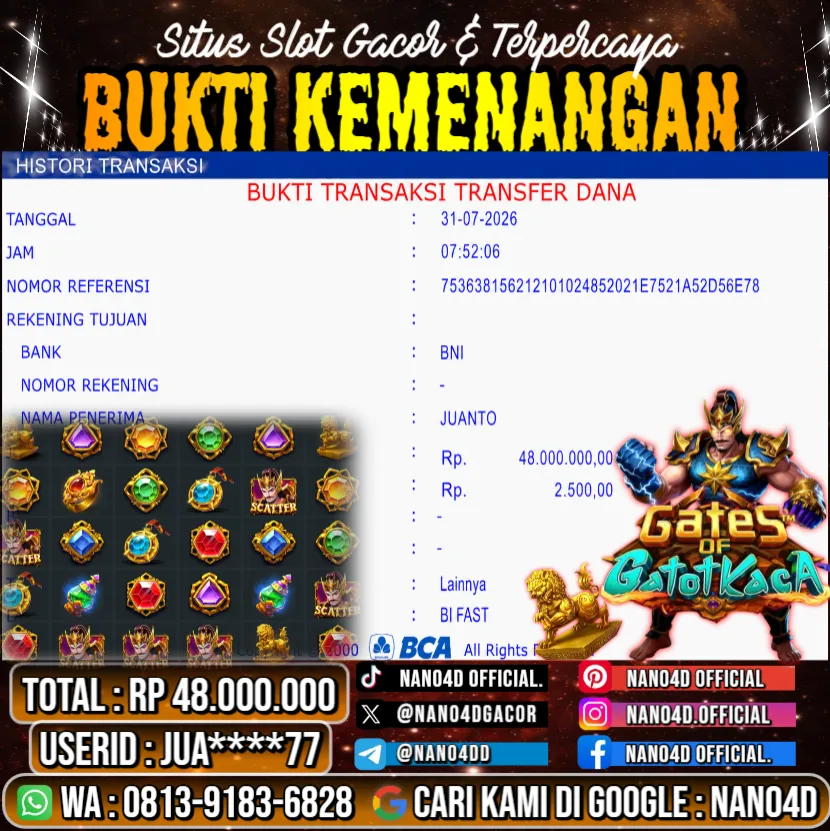 Bukti Jackpot & Pembayaran Nano4d Bandar Togel & Slot ! 325
