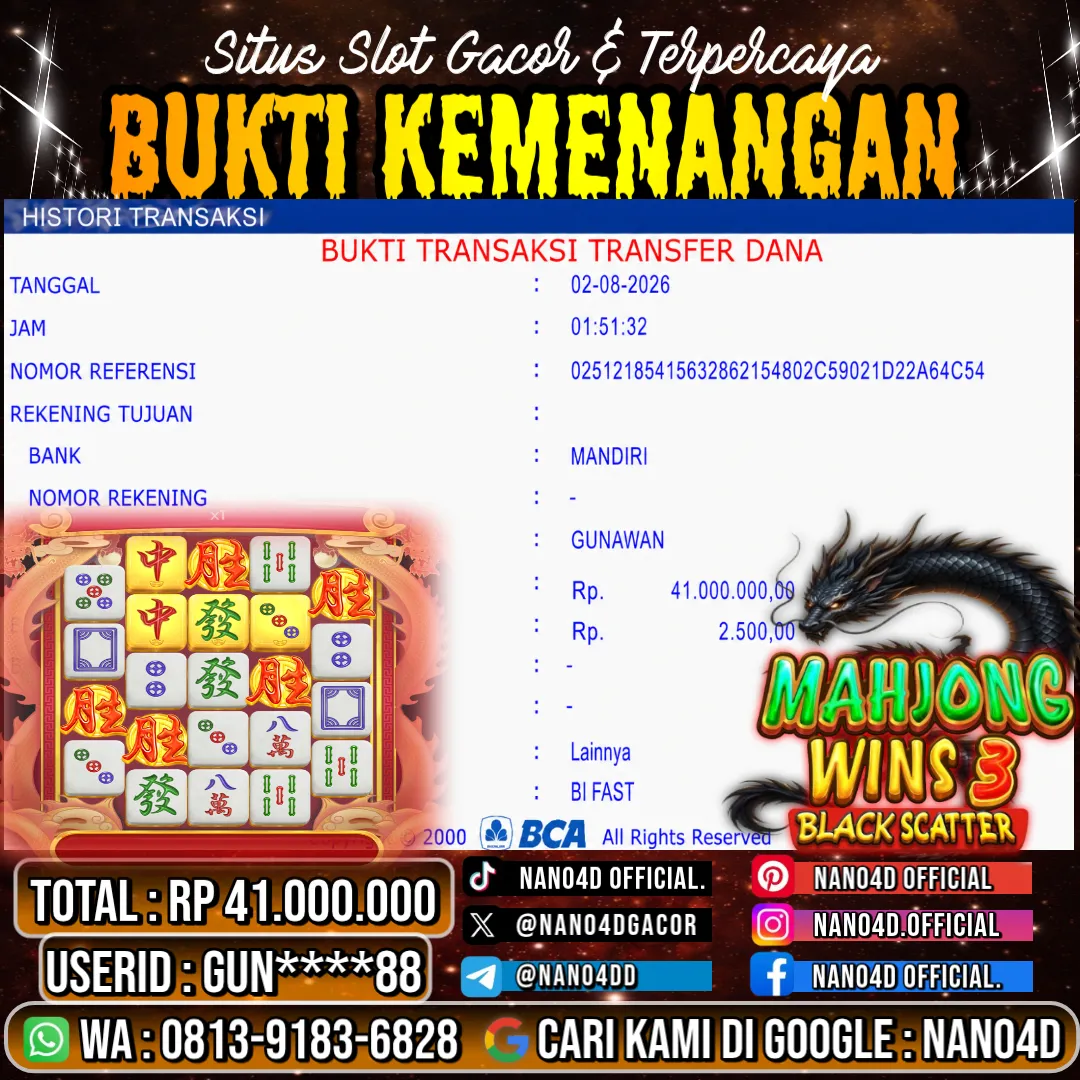 Bukti Jackpot & Pembayaran Nano4d Bandar Togel & Slot ! 327