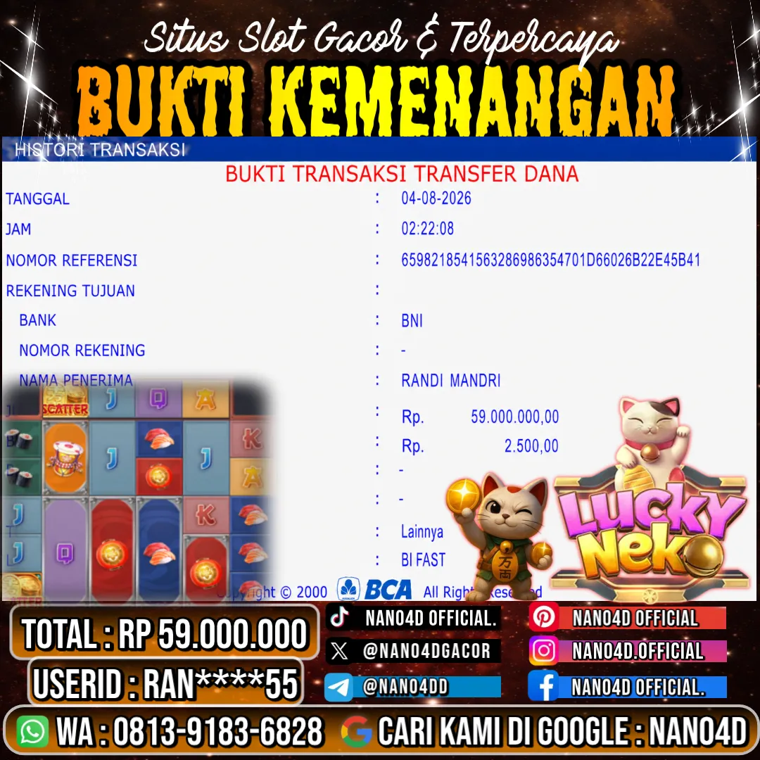 Bukti Jackpot & Pembayaran Nano4d Bandar Togel & Slot ! 329