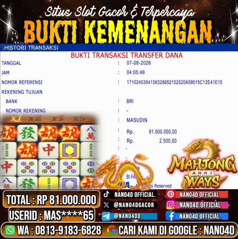 Bukti Jackpot & Pembayaran Nano4d Bandar Togel & Slot ! 332