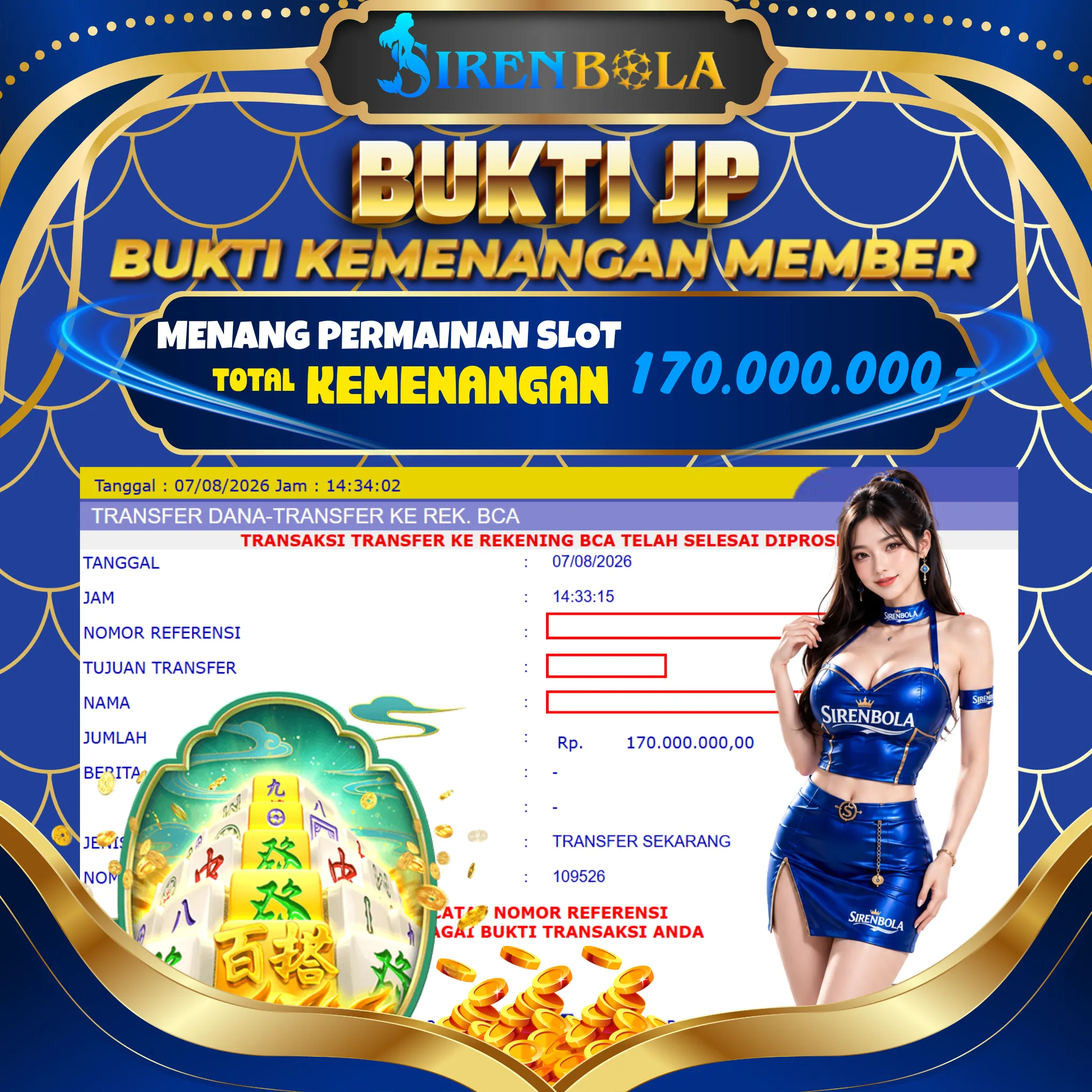 BUKTI JACKPOT 170 JT MAHJONG WAYS 2 ( 07 JULY 2026 ) LUNAS...