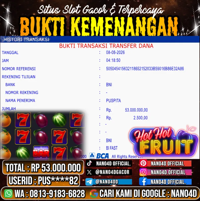 Bukti Jackpot & Pembayaran Nano4d Bandar Togel & Slot ! 333