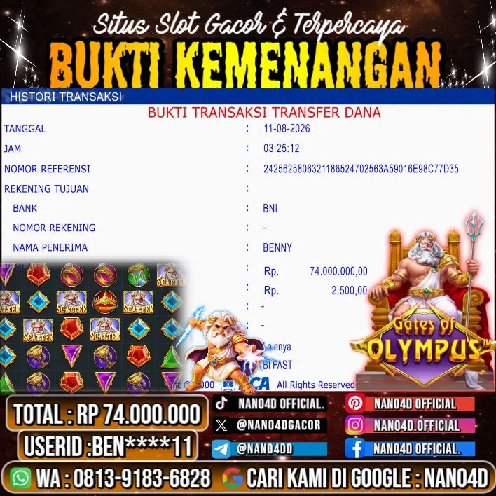Bukti Jackpot & Pembayaran Nano4d Bandar Togel & Slot ! 335