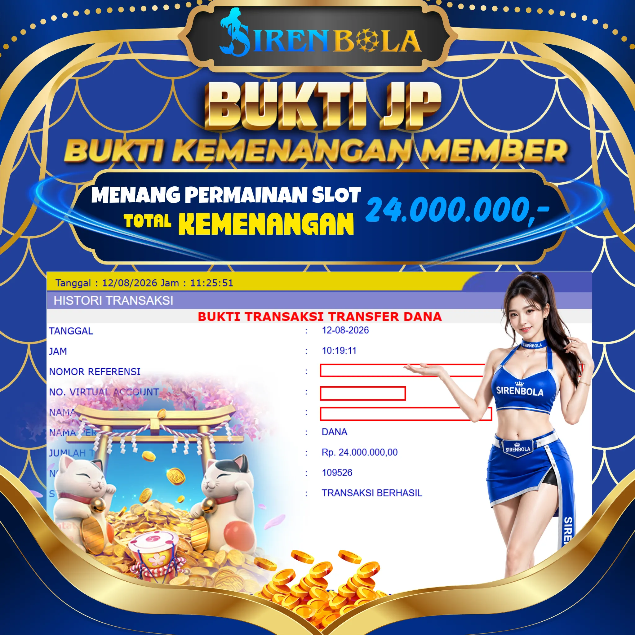 BUKTI JACKPOT 24 JT LUCKY NEKO ( 02 JULY 2026 ) LUNAS...