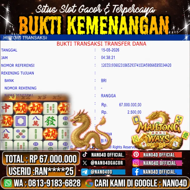 Bukti Jackpot & Pembayaran Nano4d Bandar Togel & Slot ! 339