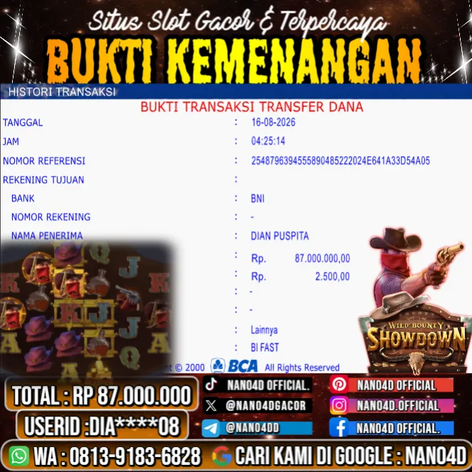 Bukti Jackpot & Pembayaran Nano4d Bandar Togel & Slot ! 340