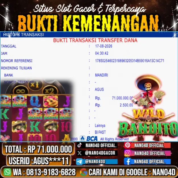 Bukti Jackpot & Pembayaran Nano4d Bandar Togel & Slot ! 341