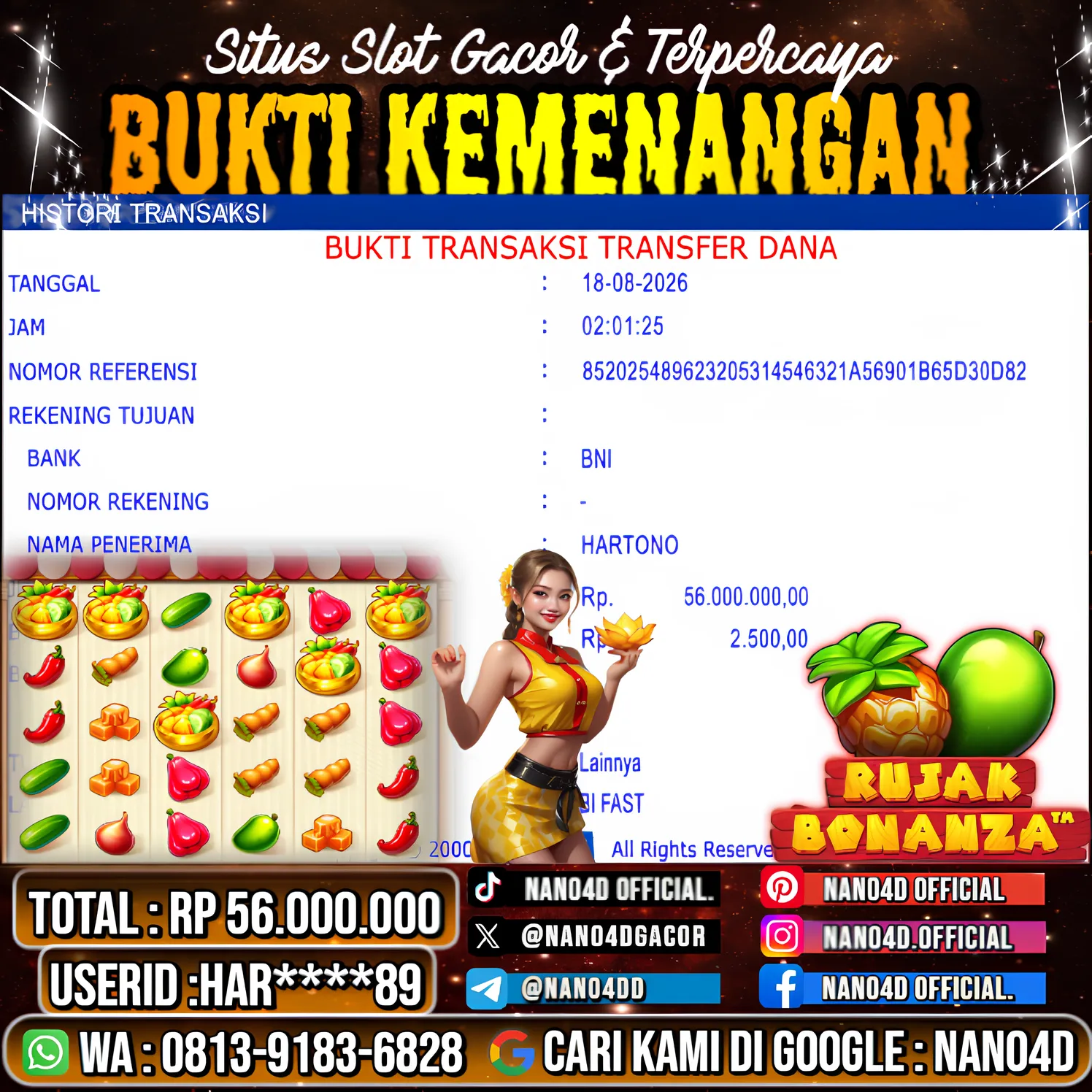 Bukti Jackpot & Pembayaran Nano4d Bandar Togel & Slot ! 342
