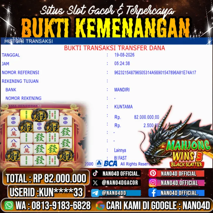 Bukti Jackpot & Pembayaran Nano4d Bandar Togel & Slot ! 343