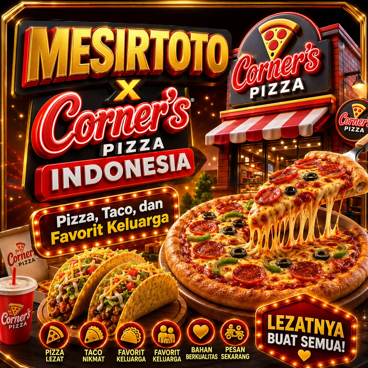 Taco Pizza Corner's dengan keju meleleh