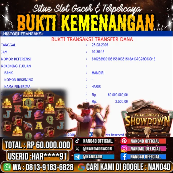 Bukti Jackpot & Pembayaran Nano4d Bandar Togel & Slot ! 346