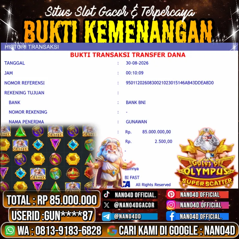 Bukti Jackpot & Pembayaran Nano4d Bandar Togel & Slot ! 348