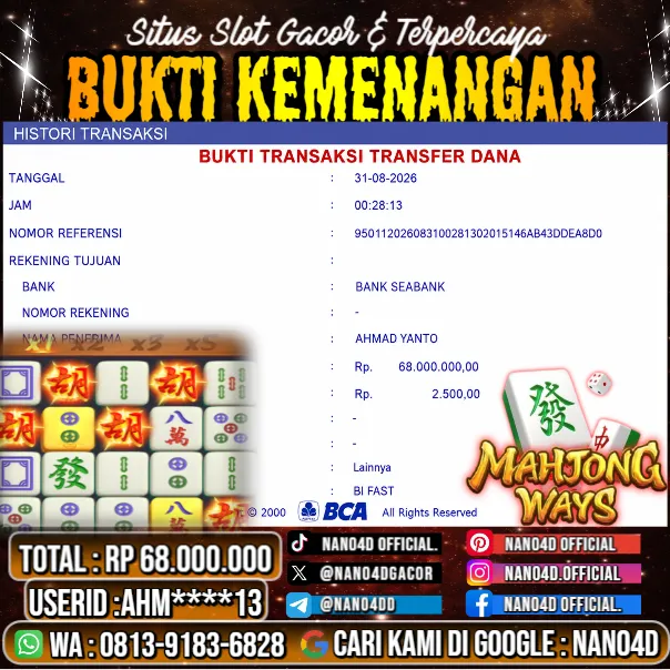 Bukti Jackpot & Pembayaran Nano4d Bandar Togel & Slot ! 349