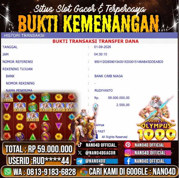 Bukti Jackpot & Pembayaran Nano4d Bandar Togel & Slot ! 350