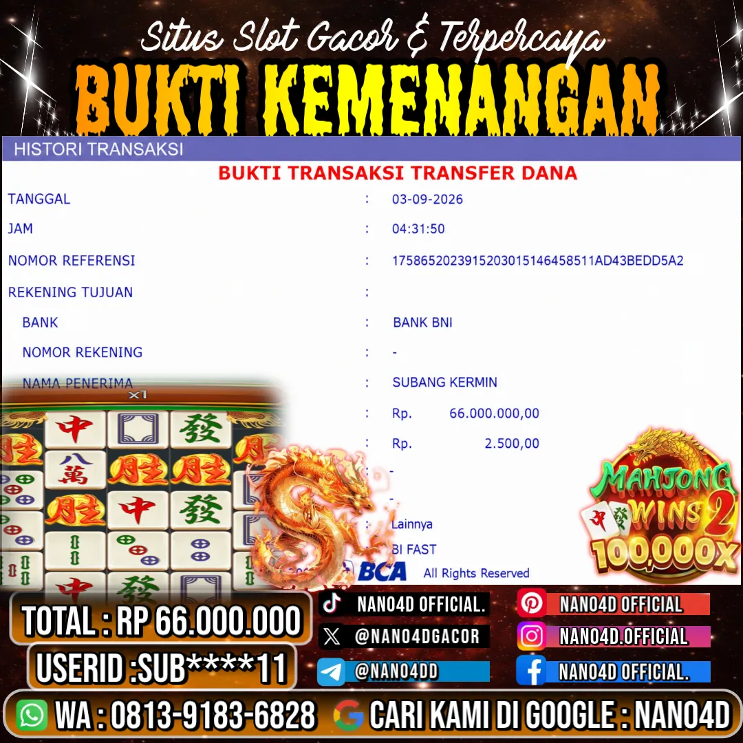 Bukti Jackpot & Pembayaran Nano4d Bandar Togel & Slot ! 352