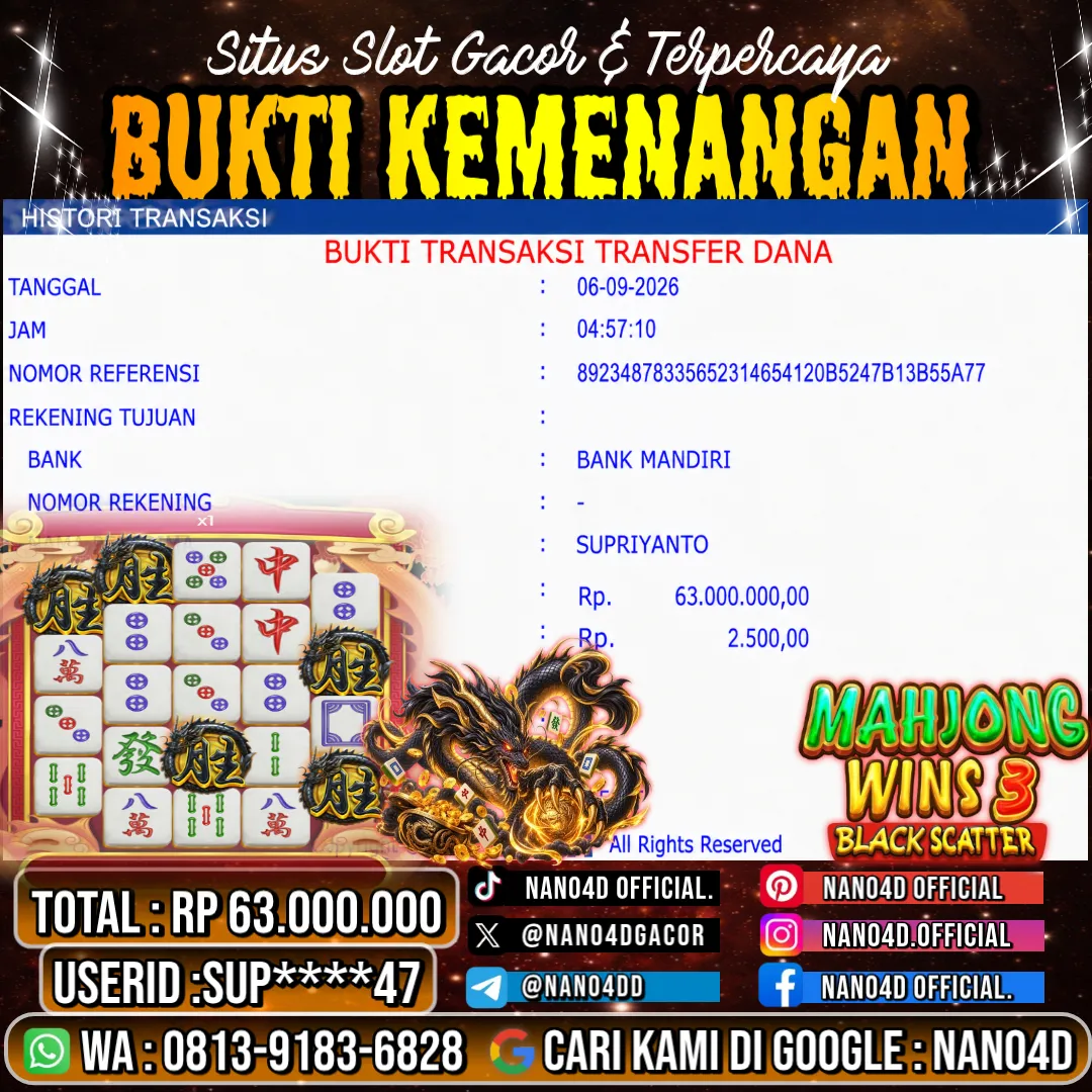 Bukti Jackpot & Pembayaran Nano4d Bandar Togel & Slot ! 355