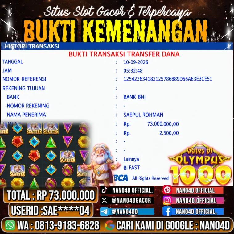 Bukti Jackpot & Pembayaran Nano4d Bandar Togel & Slot ! 359