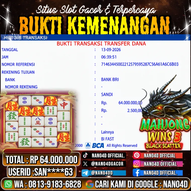 Bukti Jackpot & Pembayaran Nano4d Bandar Togel & Slot ! 361