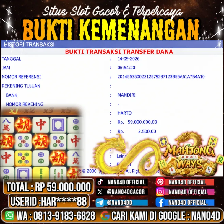 Bukti Jackpot & Pembayaran Nano4d Bandar Togel & Slot ! 362