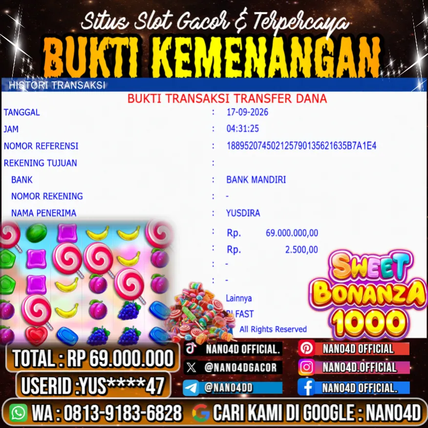 Bukti Jackpot & Pembayaran Nano4d Bandar Togel & Slot ! 365